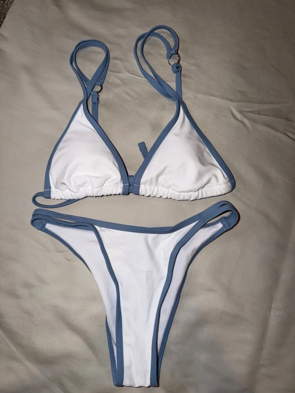 Bikini Set‎ Bundle of 2 - Triangle White/Blue and Olive/White Size XS